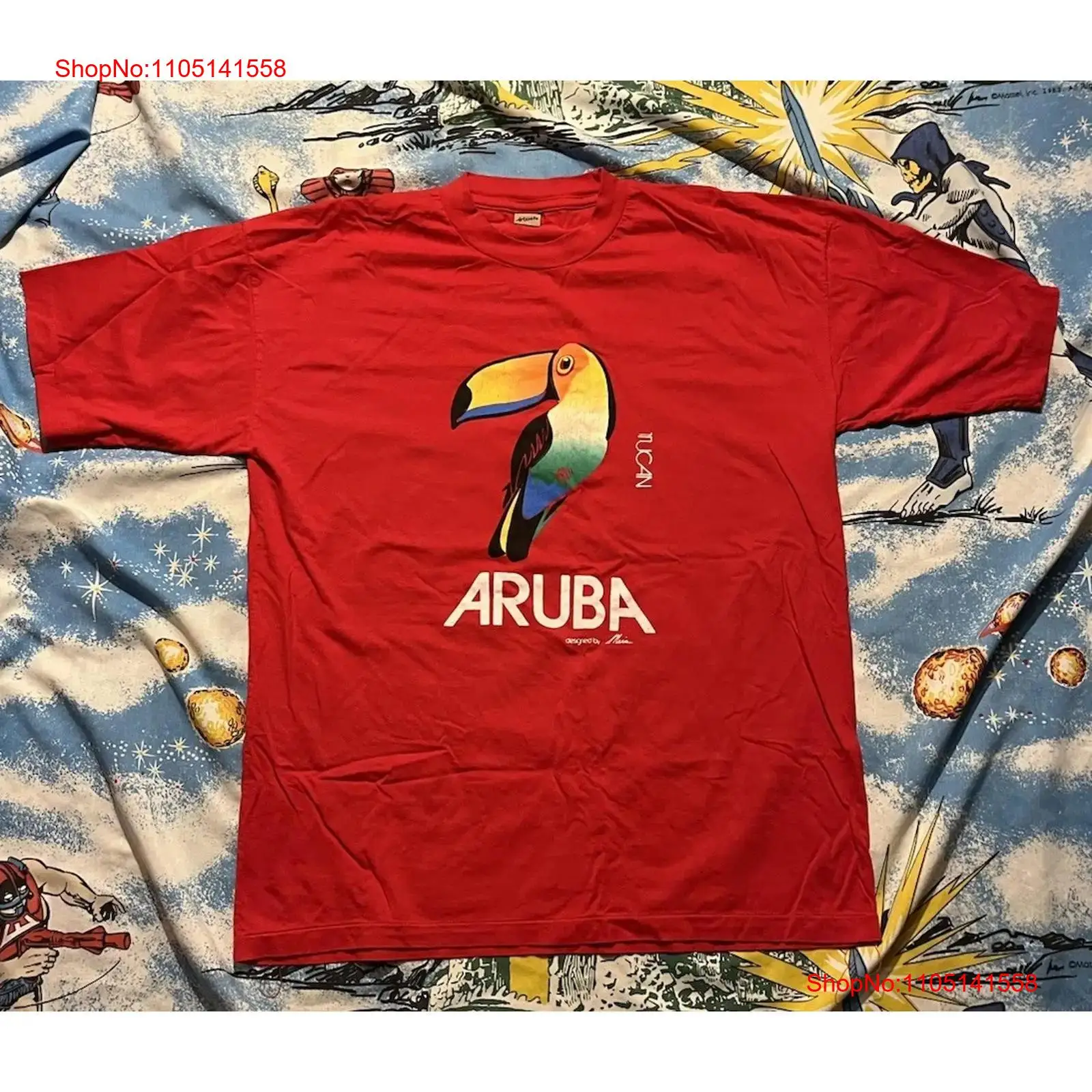 Streetwear Brand Red - Vintage Aruba Tucan Toekan T-shirt Artesala