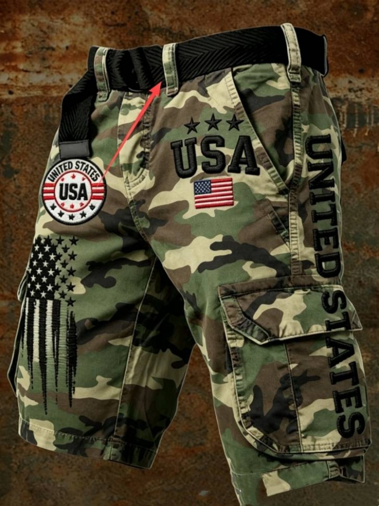 Corteiz Cargo Pant - Heren Camo Cargo Shorts met Amerikaanse